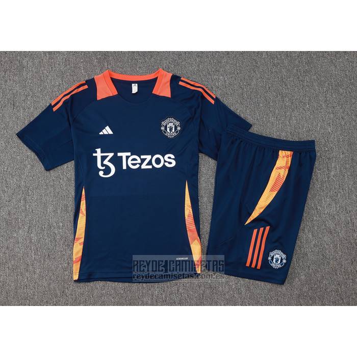 Chandal del Manchester United Manga Corta 2024-2025 Azul - Pantalon Corto